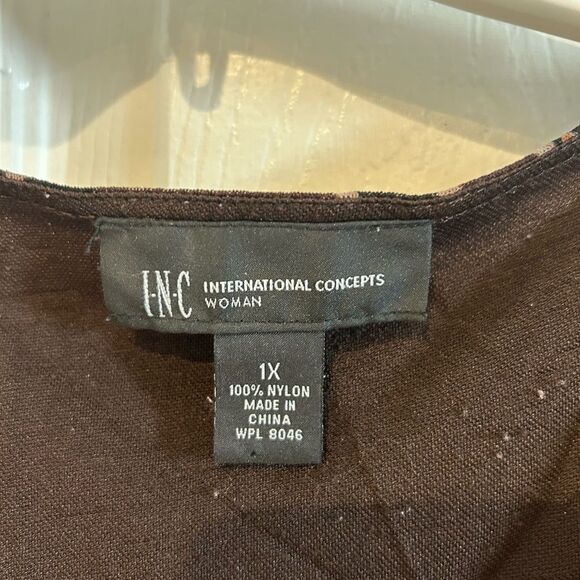 INC International Concepts Women Sequin Pasley Top Brown, Black & Tan - Picture 6 of 10